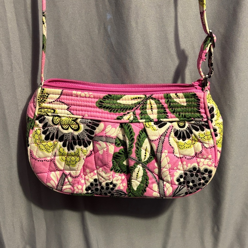 Vera Bradley Pink and Green Floral Crossbody Bag